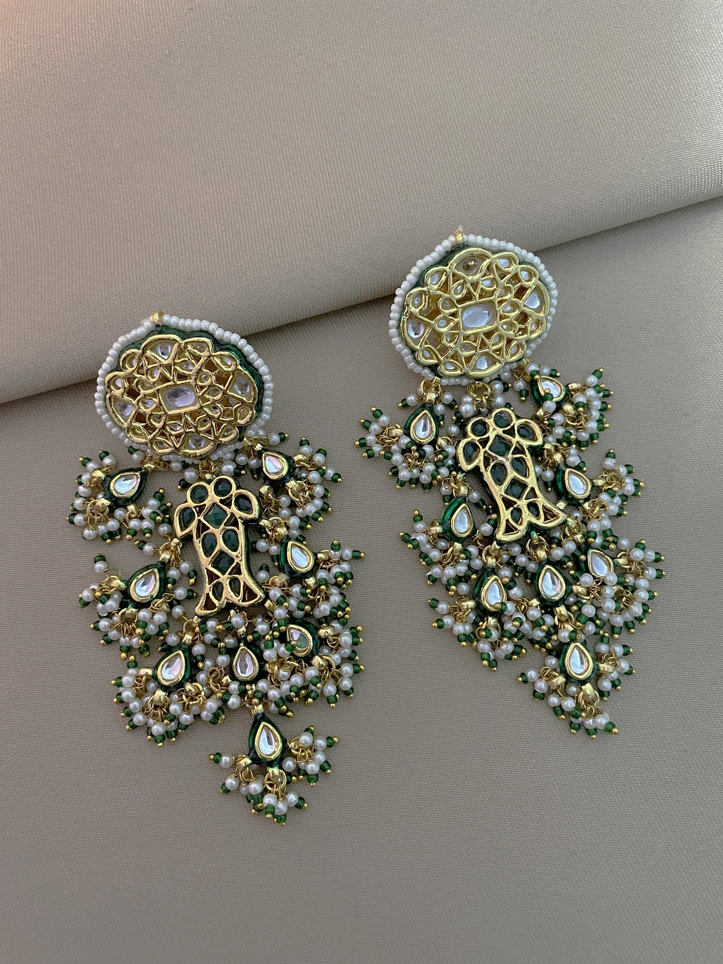 Rani Reshma Gold Finish Kundan Dangler Earrings