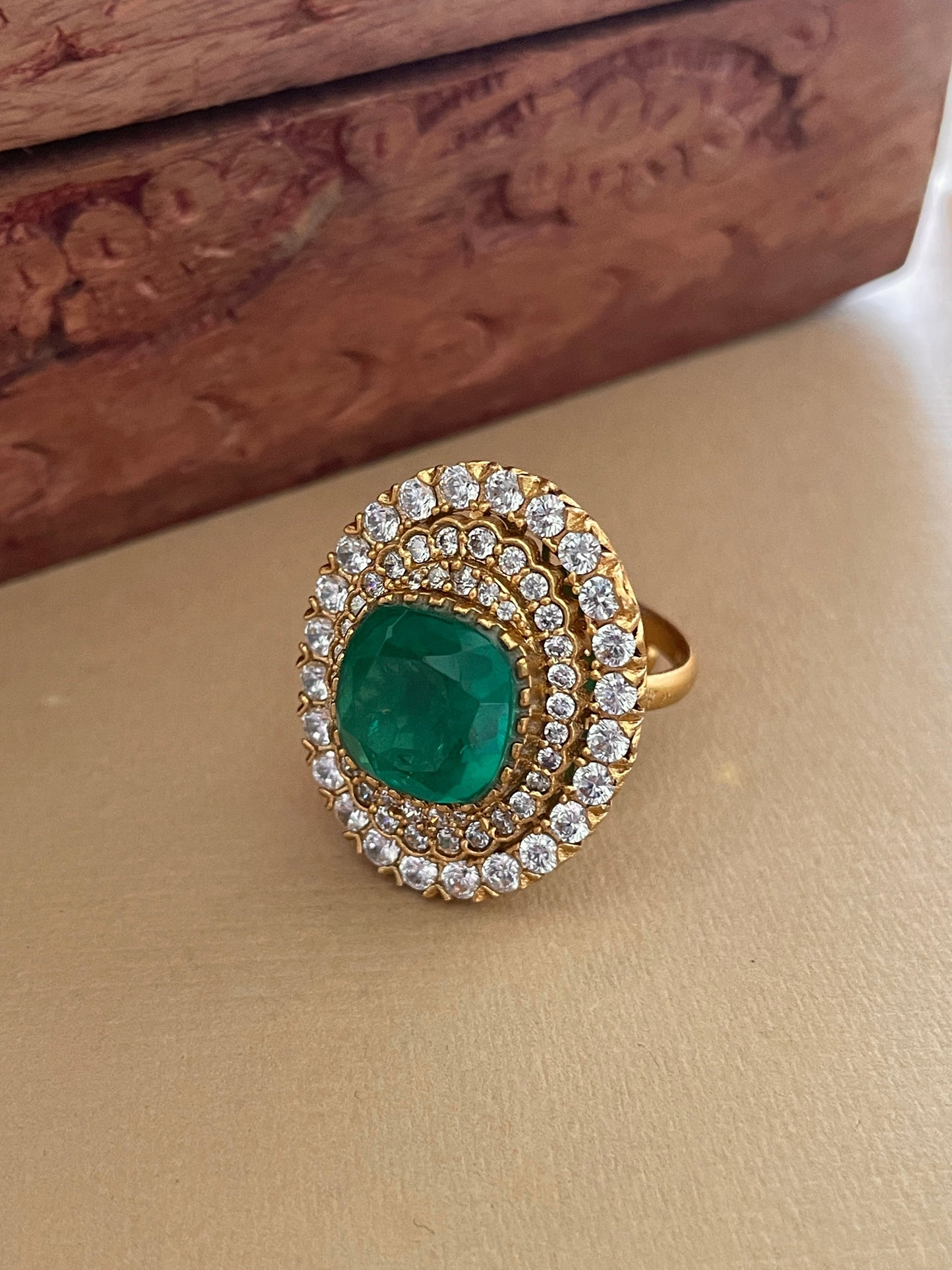 Jive - Oval Emerald Doublet Adjustable Ring