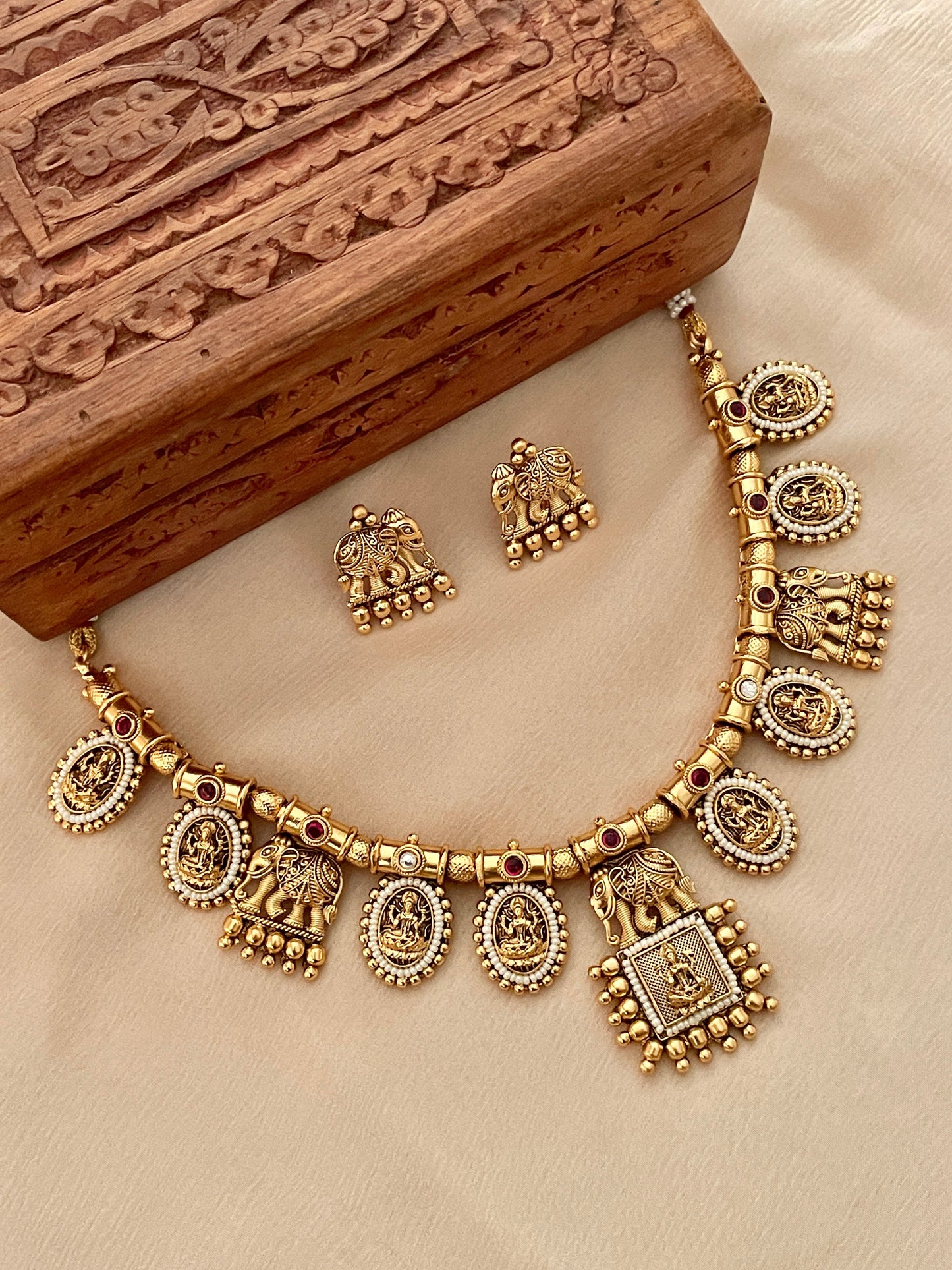 Nishtha Antique Temple Necklace Set