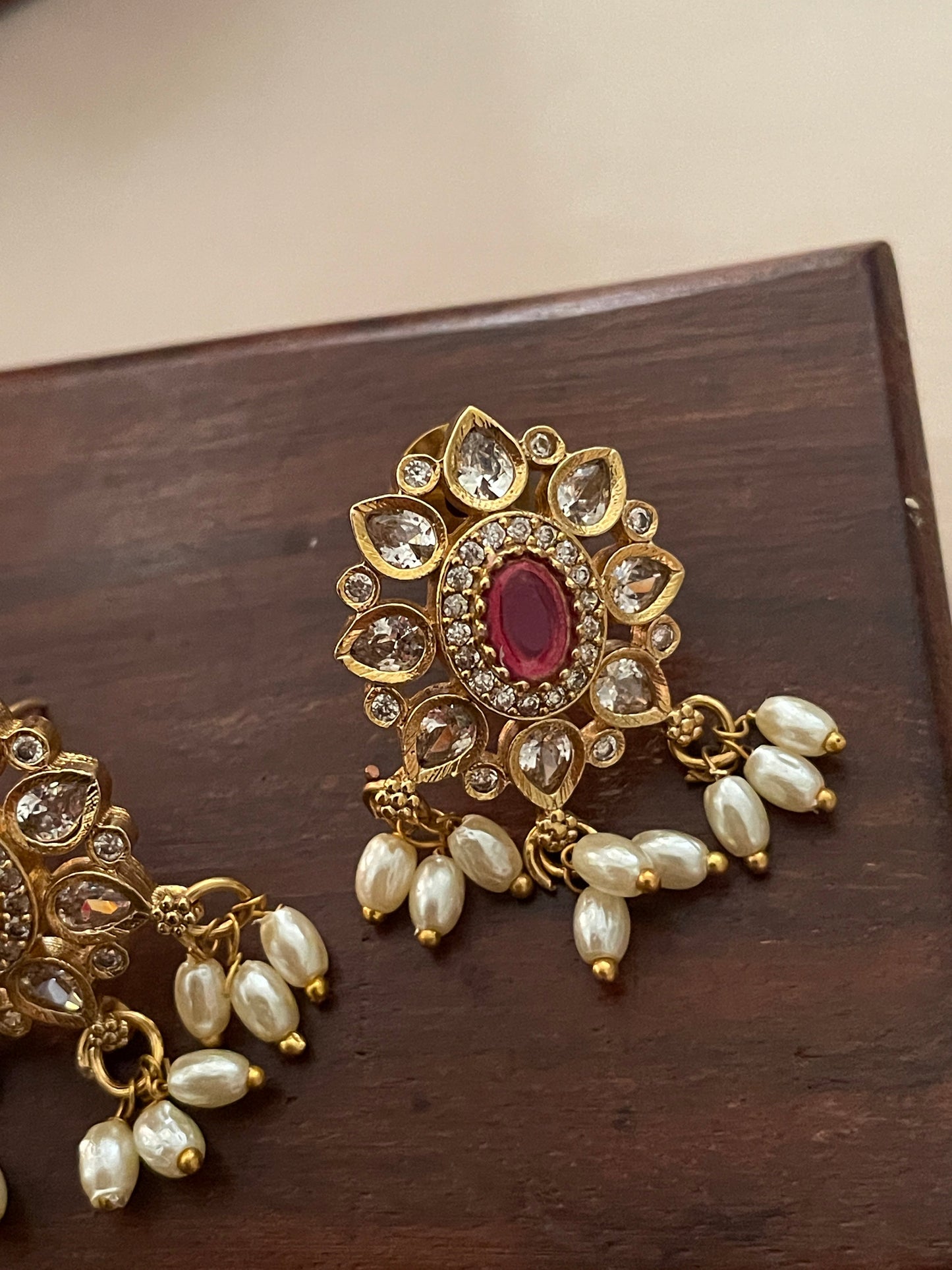 Aaina Pearl and Polki Stud Earrings