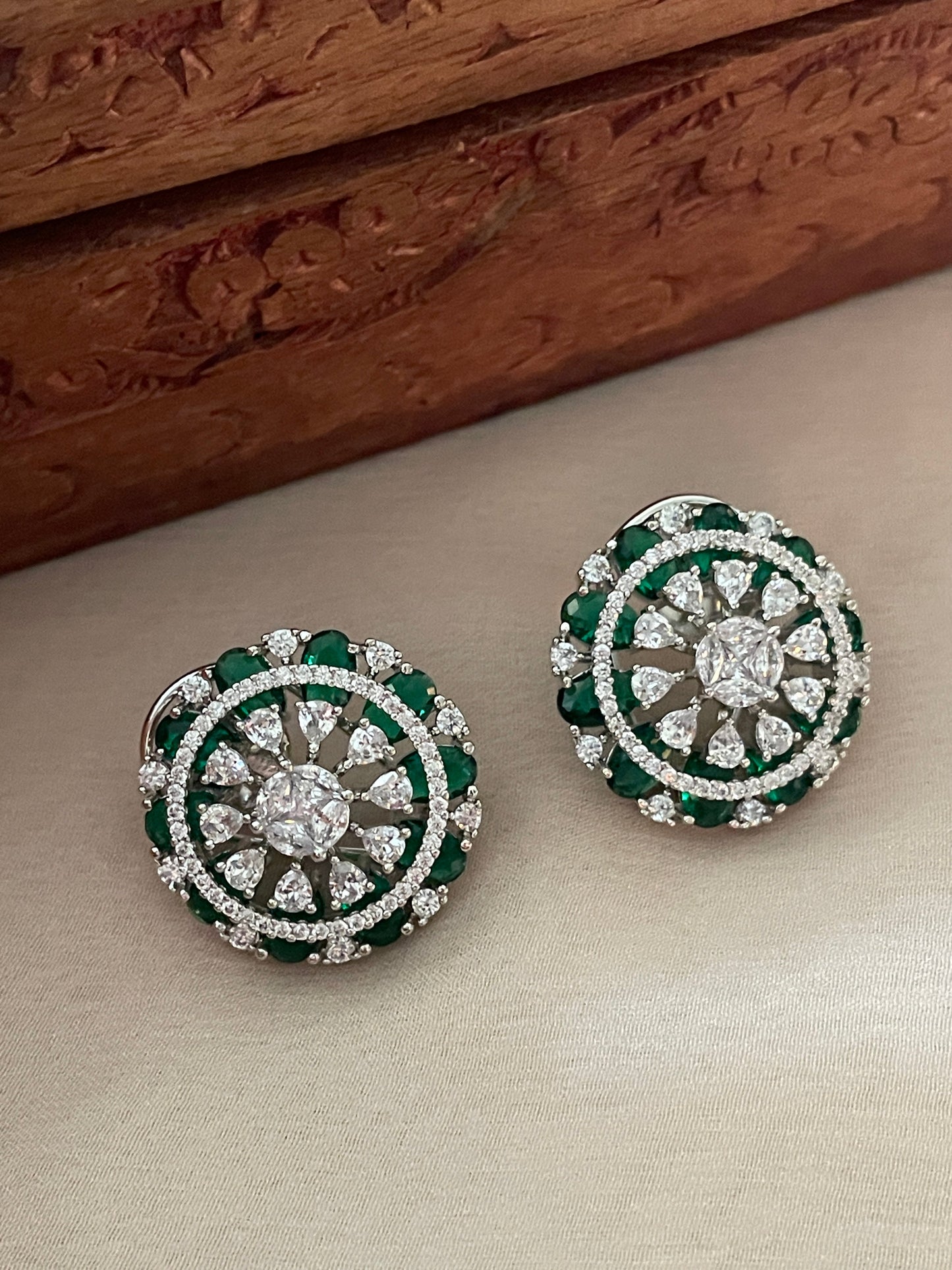 Noor Zircon Stud Earrings Green