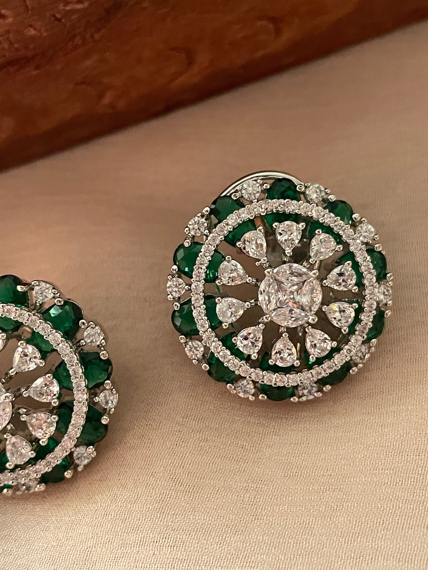 Noor Zircon Stud Earrings Green
