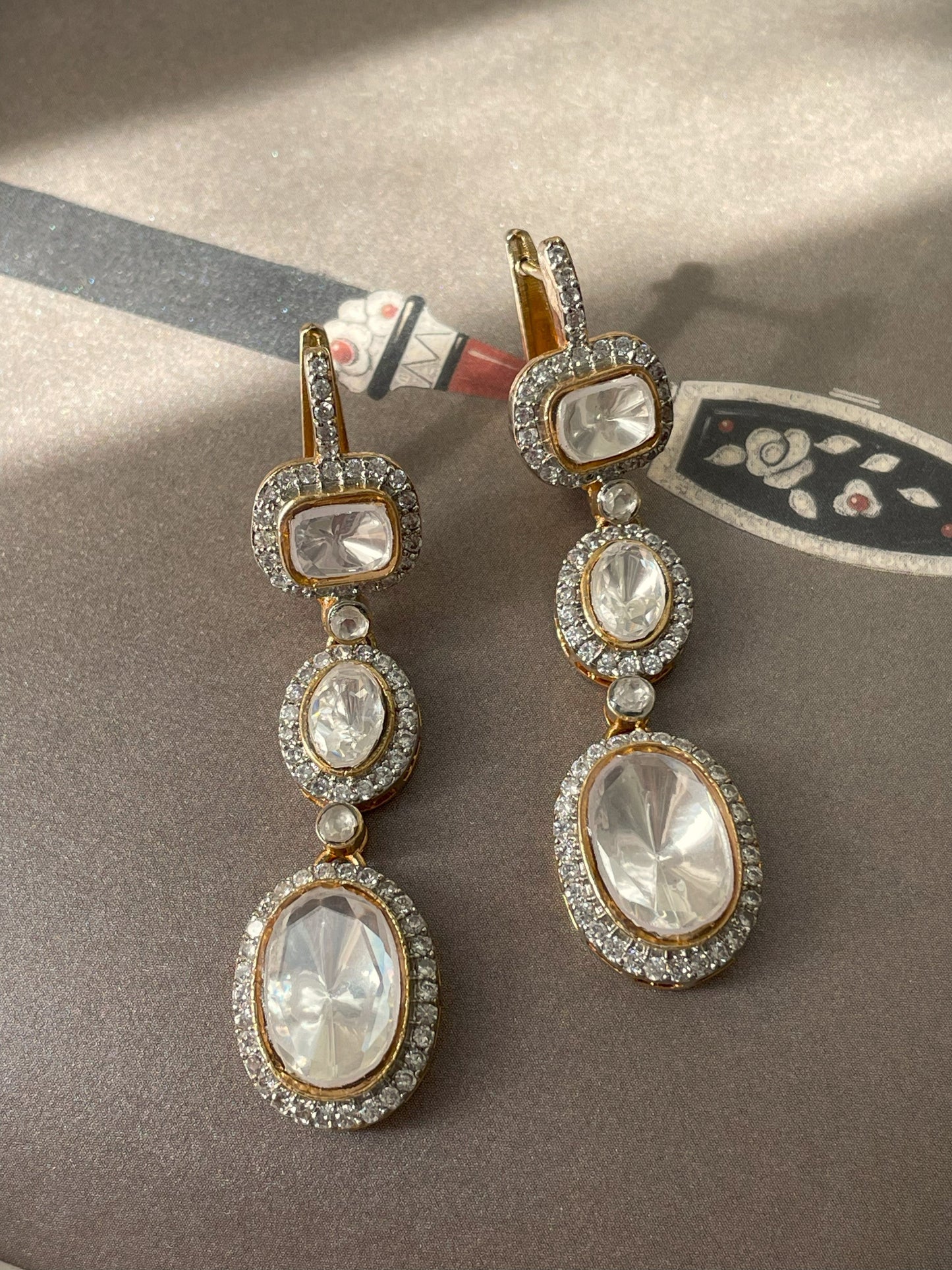 Persis Moissanite Polki Dangler Earrings
