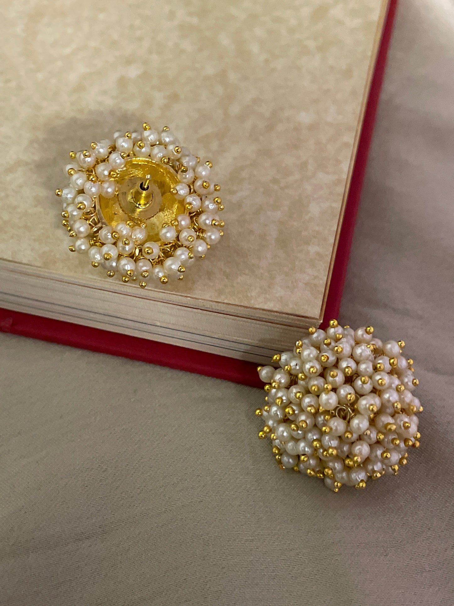 Pearl Ghungroo Dome Stud Earrings