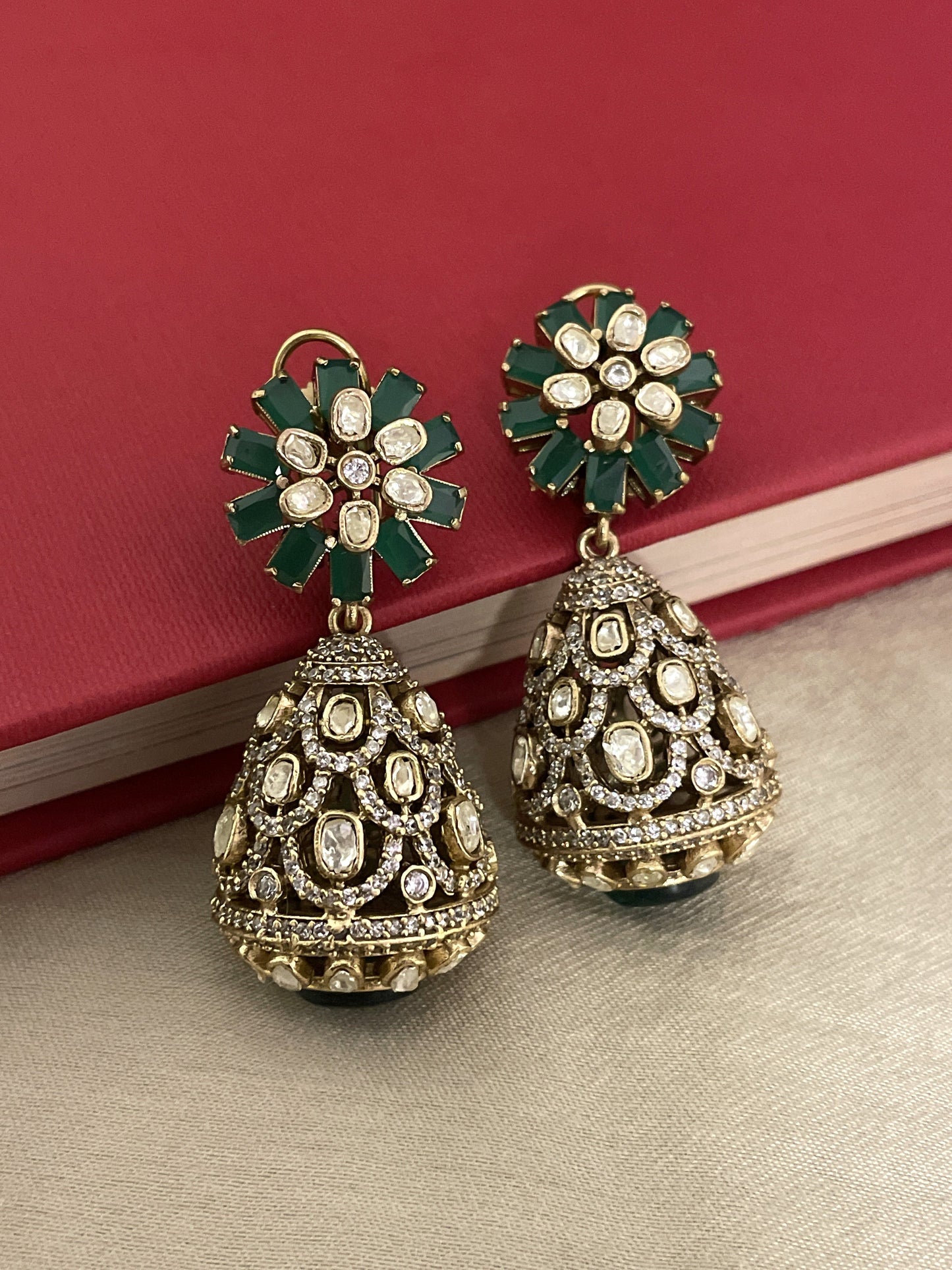 Sayali Emerald Polki Jhumkis