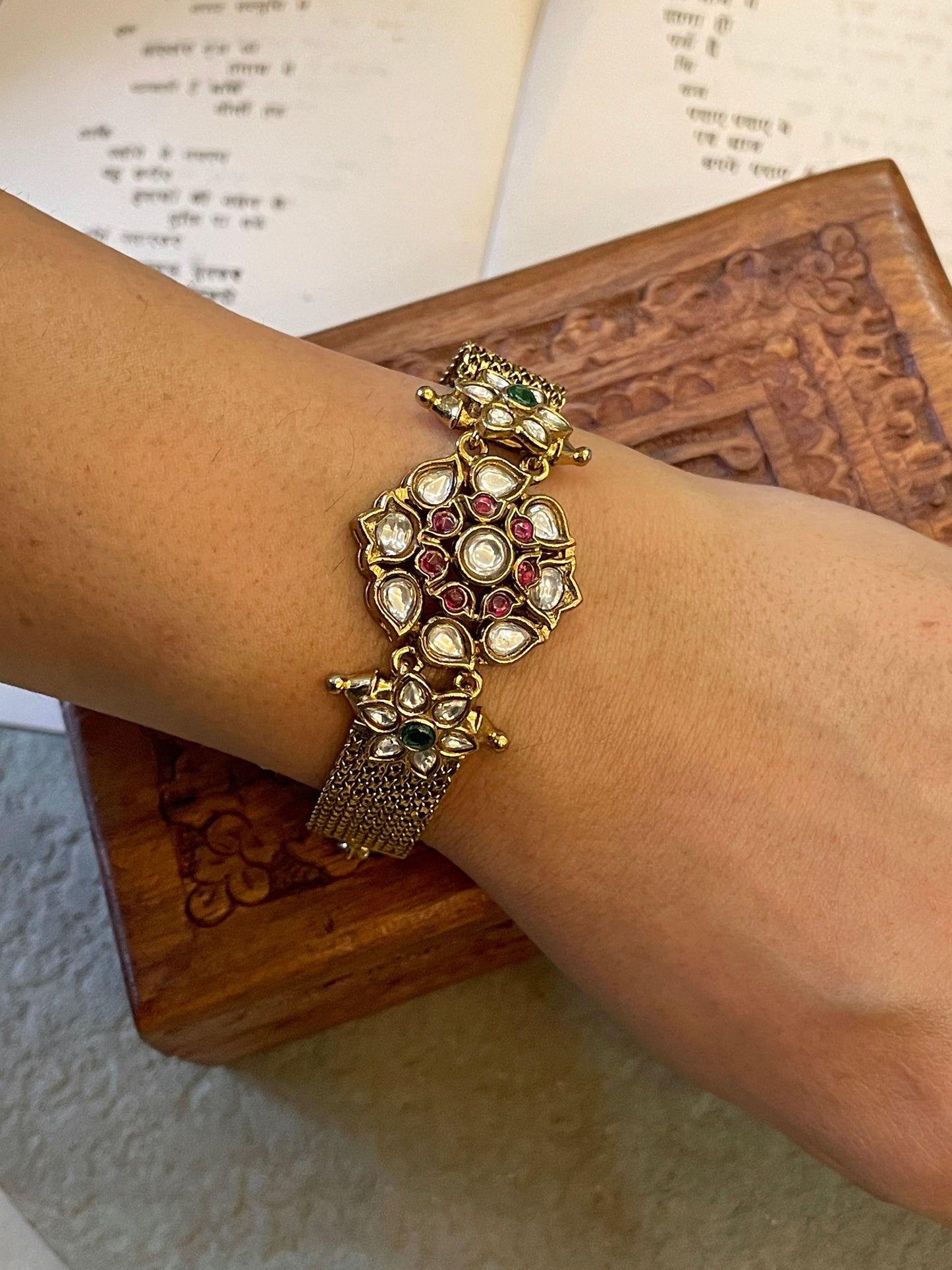 Nritya Antique Bracelet in Red