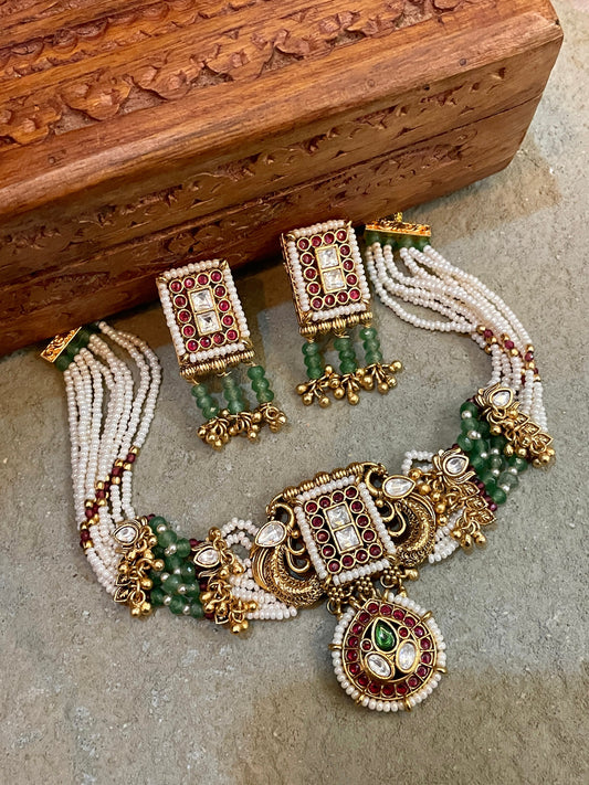 Sabha Antique Temple Necklace Set