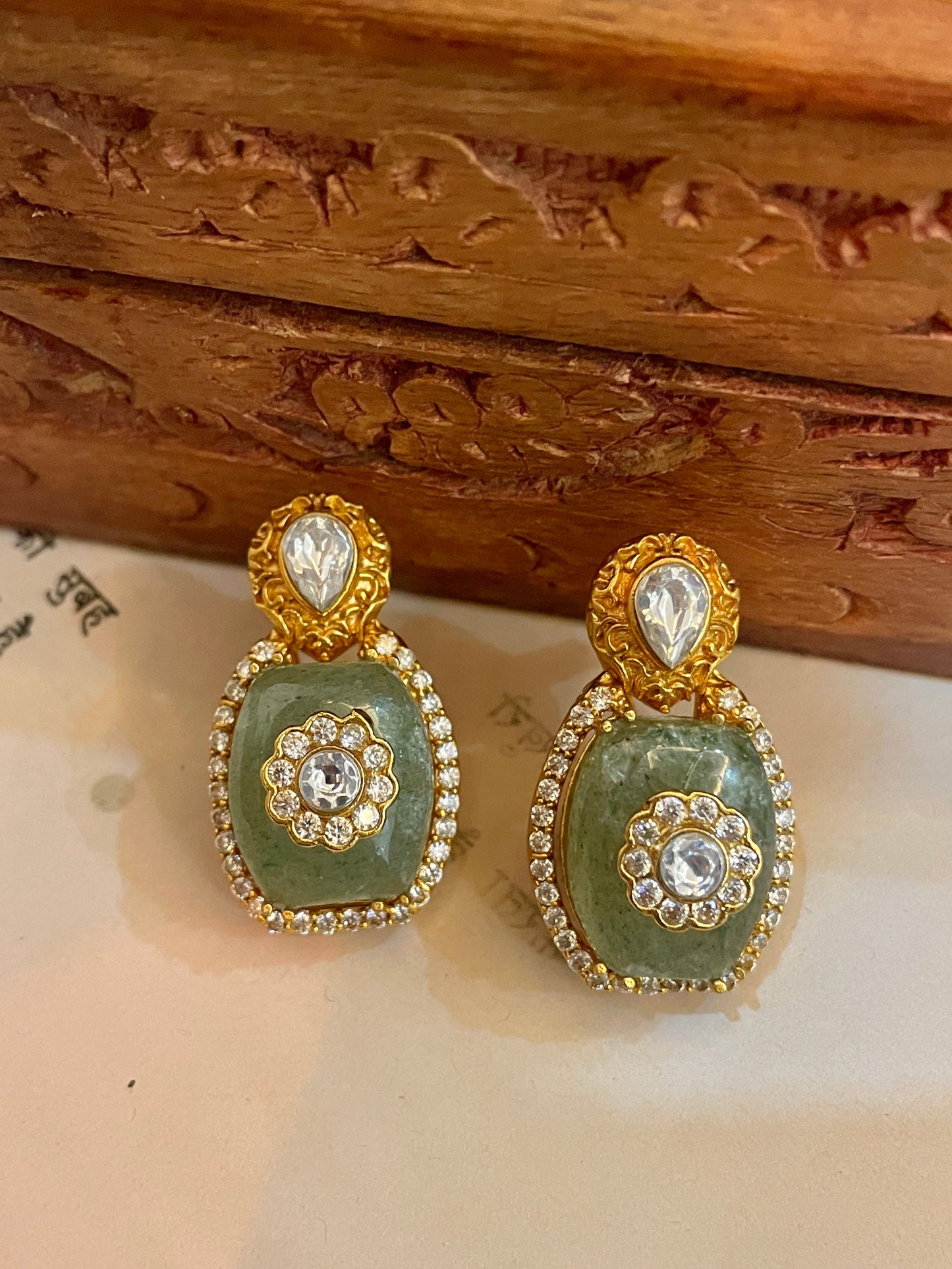 Jade Polki Stud Earrings