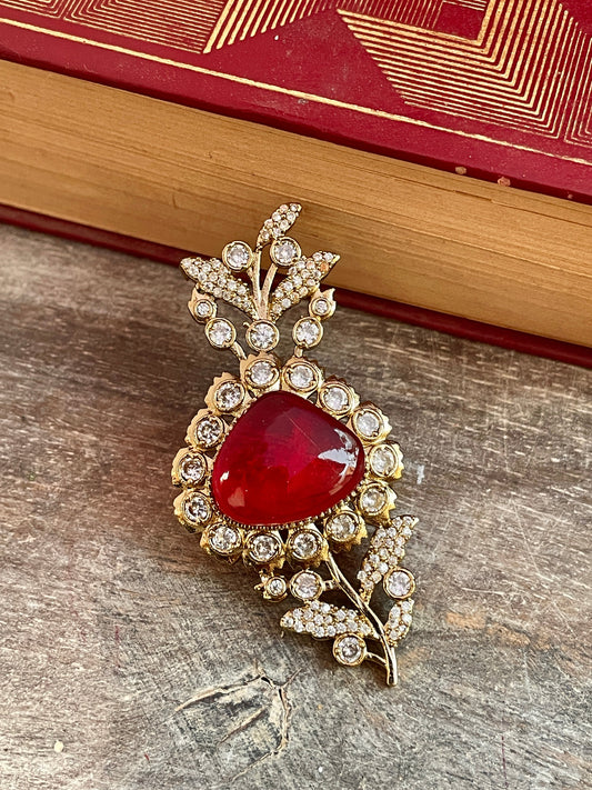 Keshav Ruby Leaf Brooch ( Single )