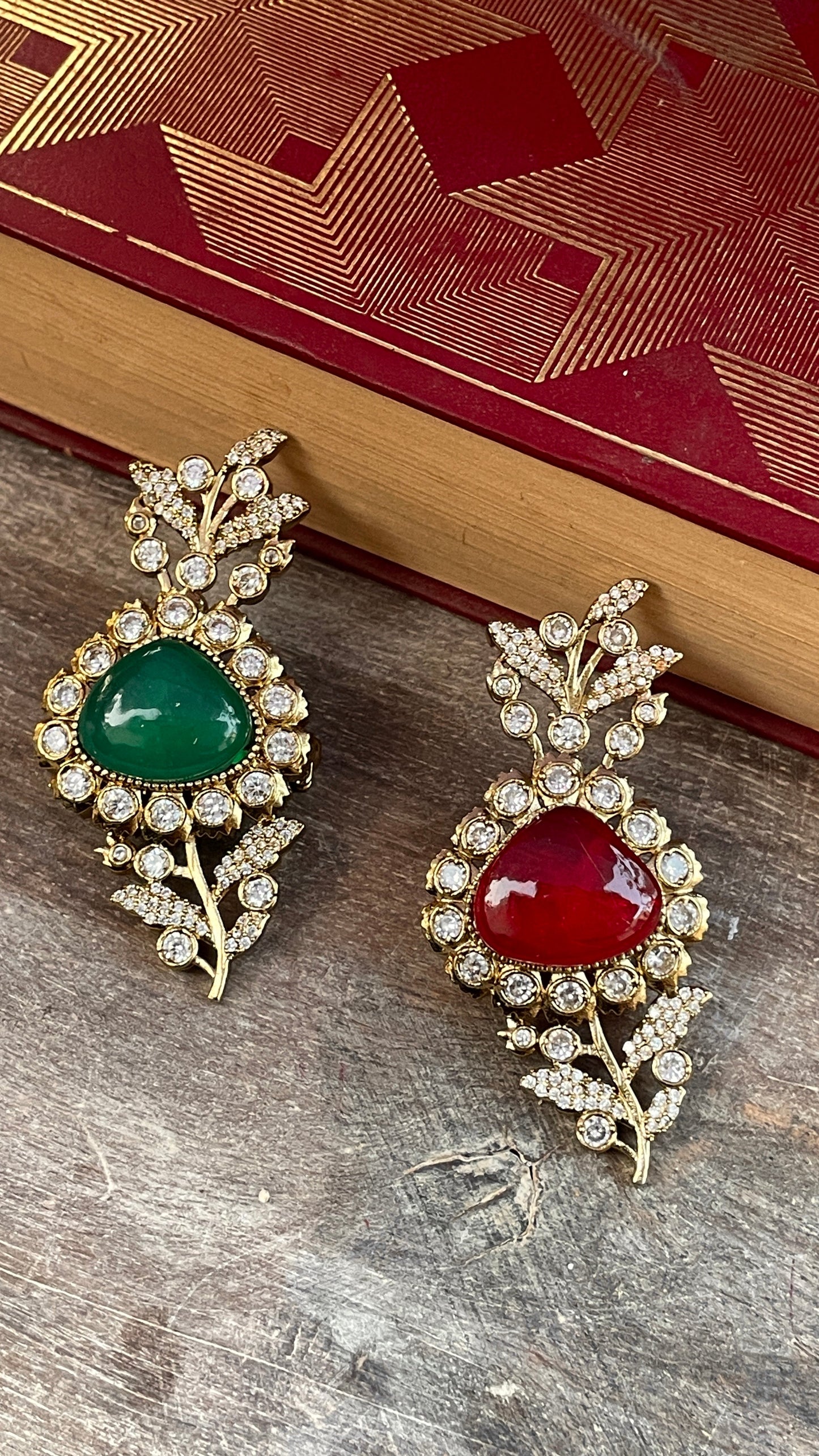 Keshav Ruby Leaf Brooch ( Single )