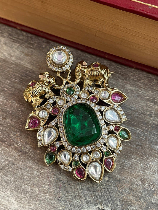Ranveer Emerald Polki Brooch