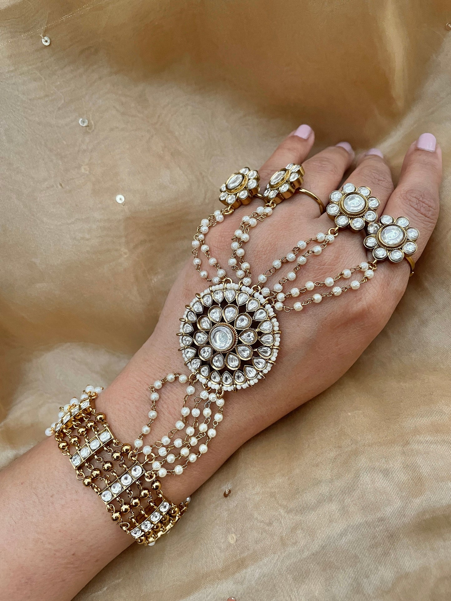 Shagun Antique Polki HathPhool ( Pair )