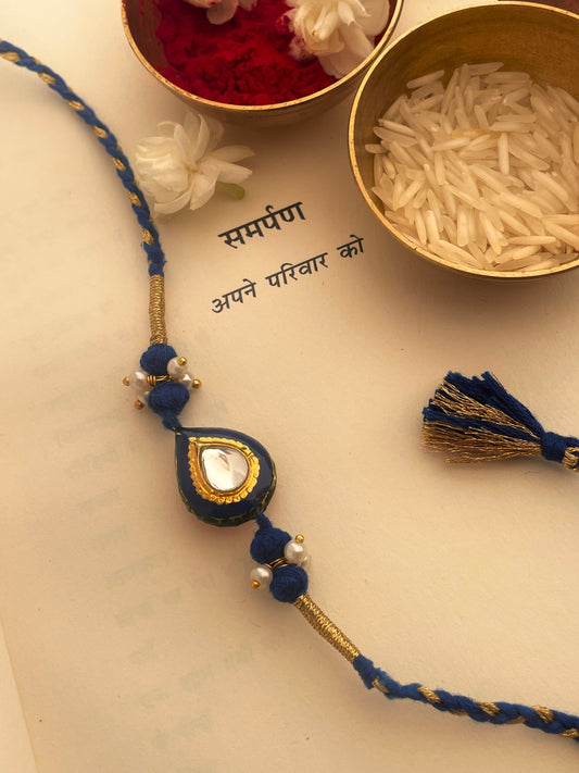 Pre Order - Suraksha Blue Thread Reversible Rakhi