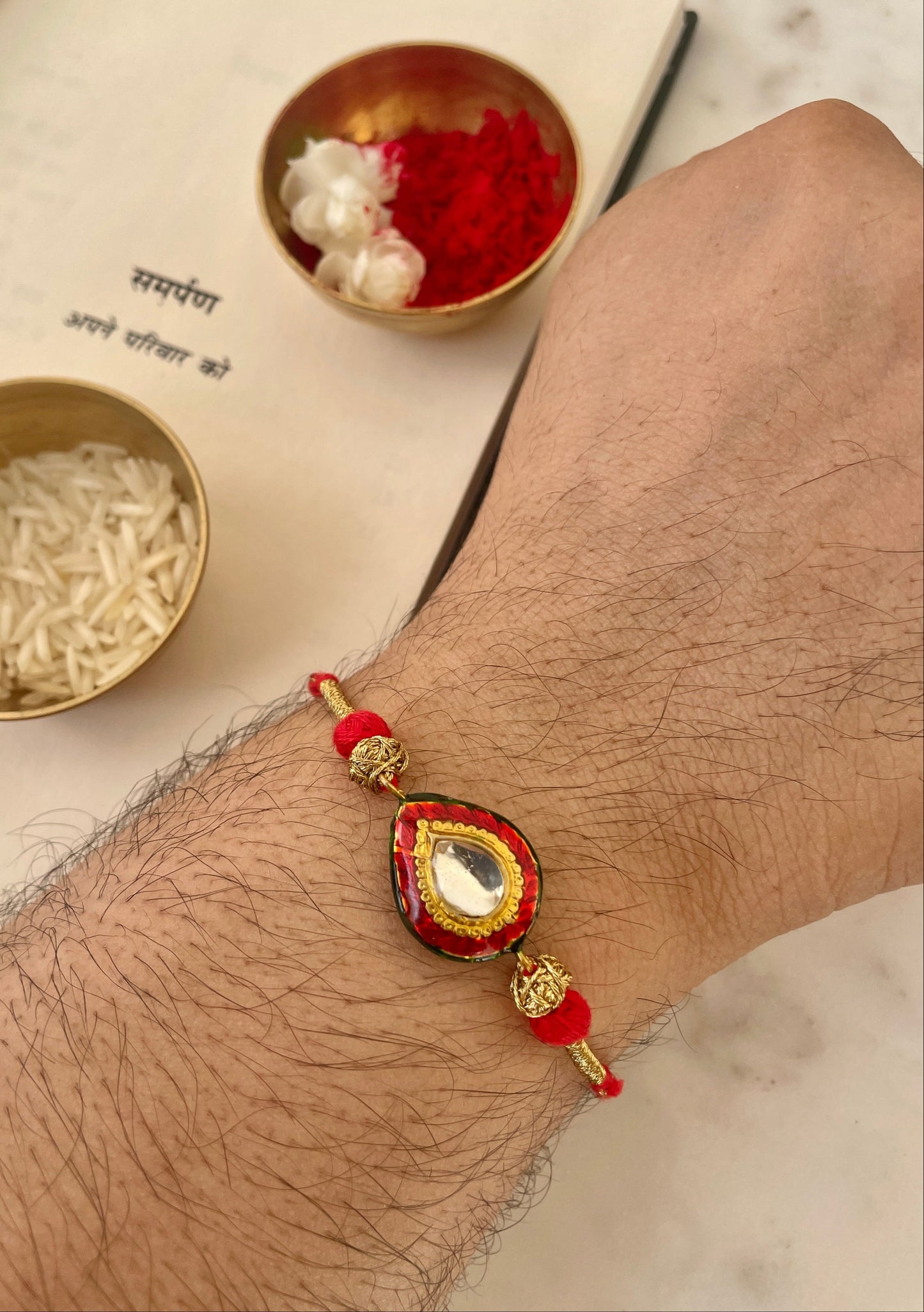 Pre Order - Sanjog Red Thread Reversible Rakhi