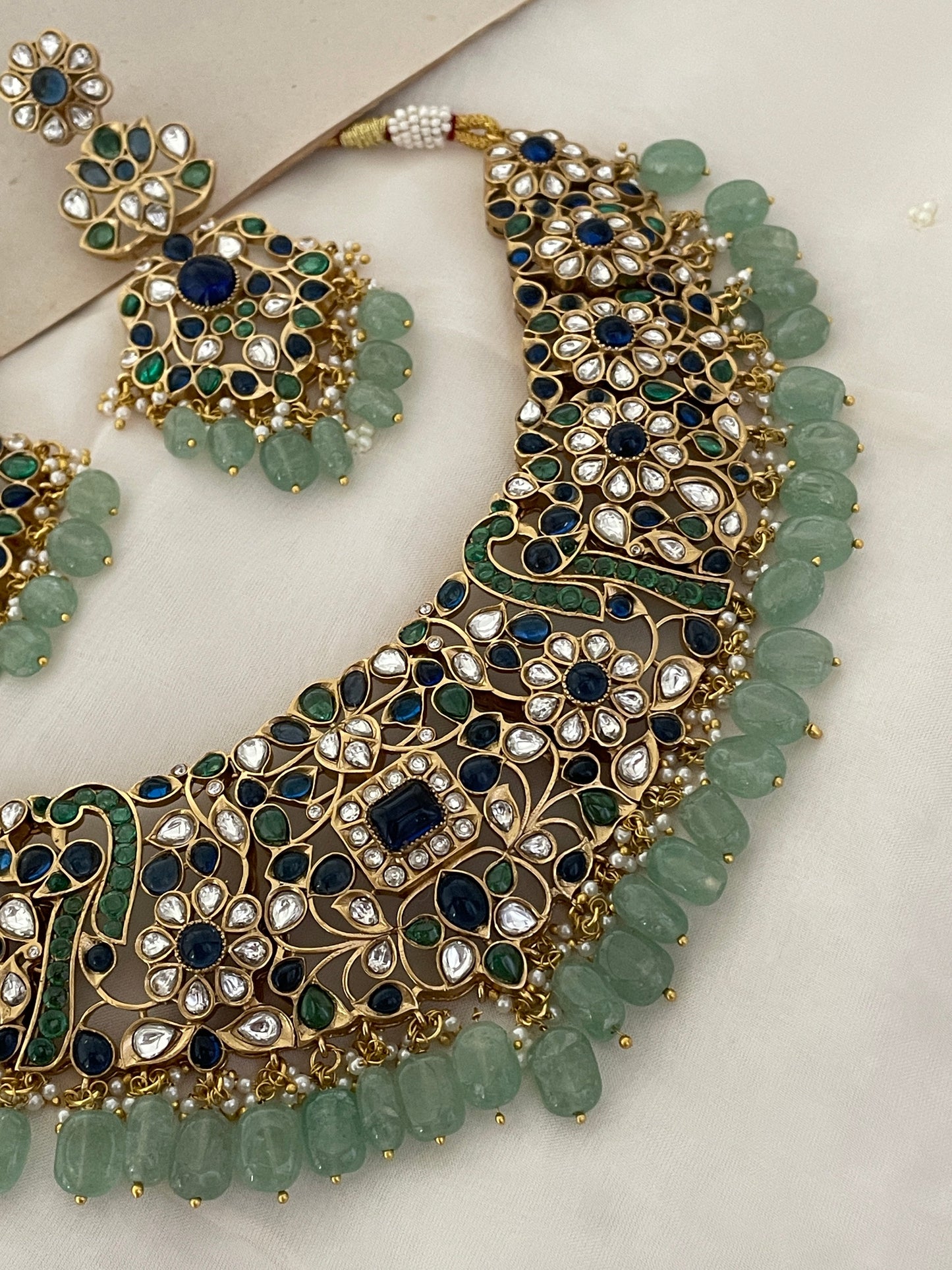 Pre Order – Sangeeta Blue Polki Necklace Set