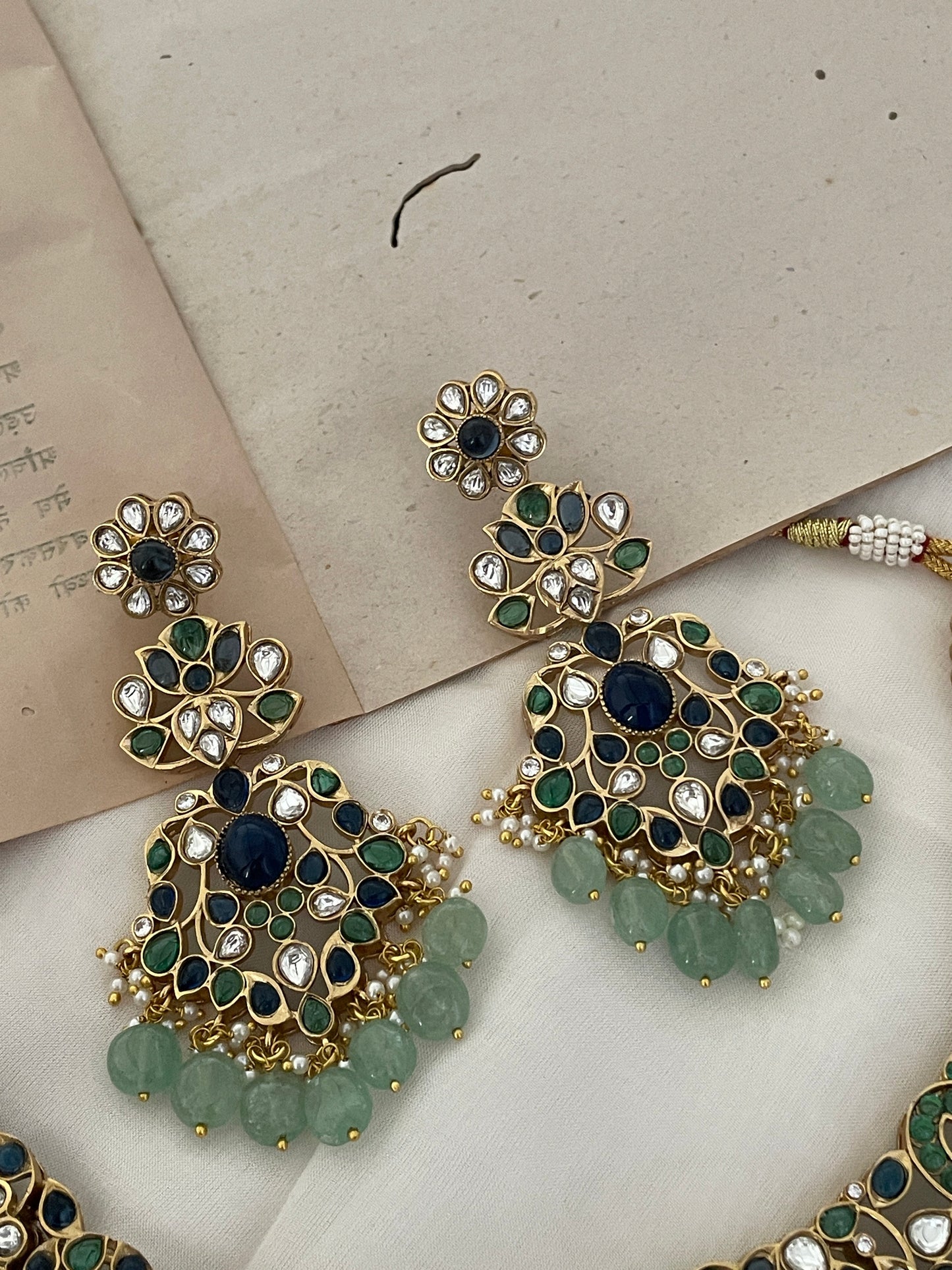 Pre Order – Sangeeta Blue Polki Necklace Set