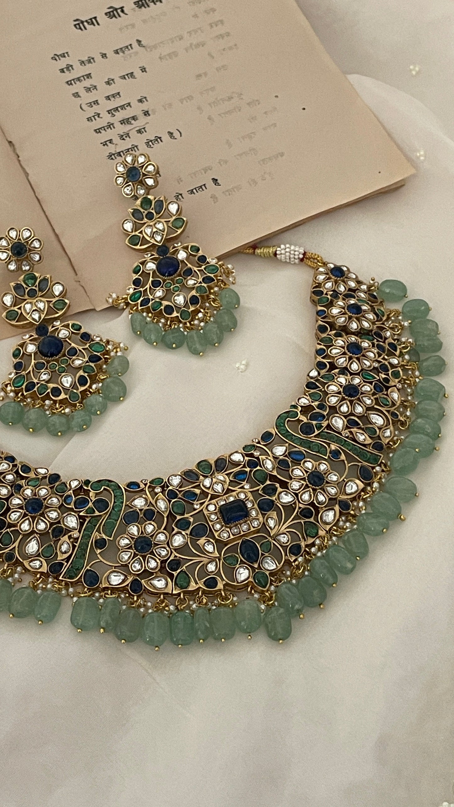 Pre Order – Sangeeta Blue Polki Necklace Set