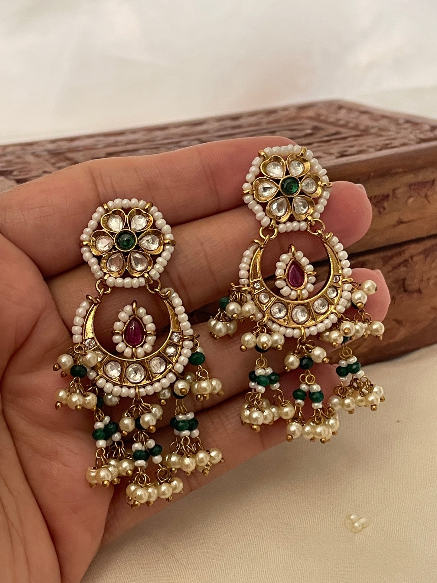 Amrapali Floral Polki Earrings