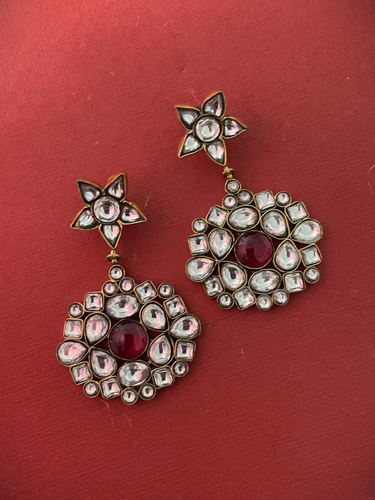 Soleil Moissanite Polki 18kt Gold Polish Earrings