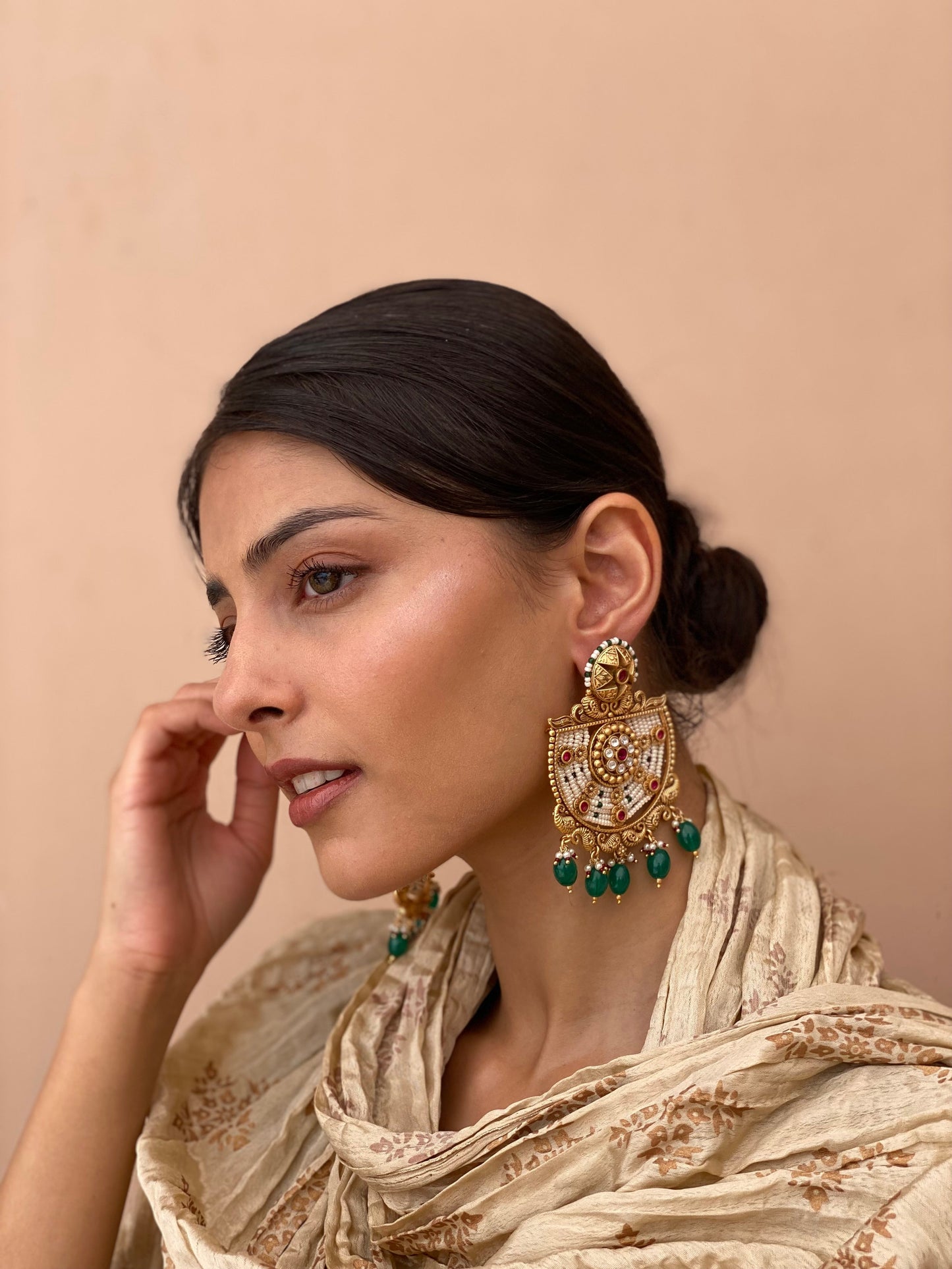 Gayatri Antique Statement Gold Finish Dangler Earrings