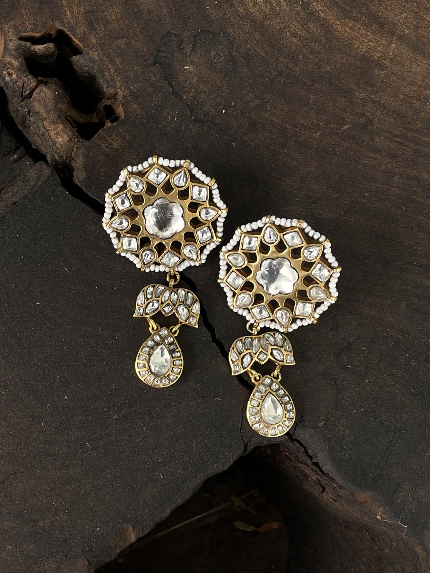 Aarfa 18kt Gold Plating Moissanite Polki Earrings