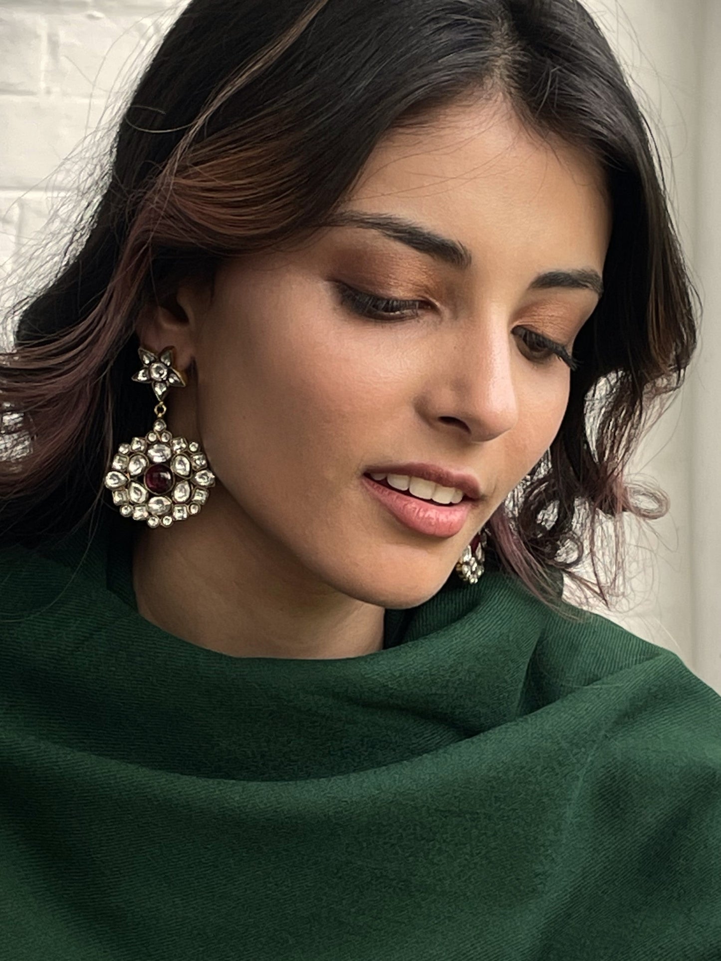 Soleil Moissanite Polki 18kt Gold Polish Earrings