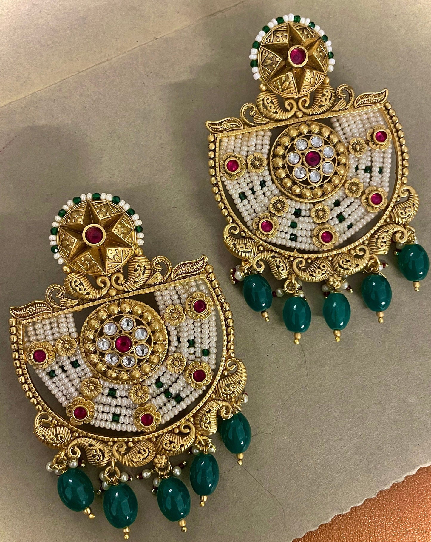 Gayatri Antique Statement Gold Finish Dangler Earrings