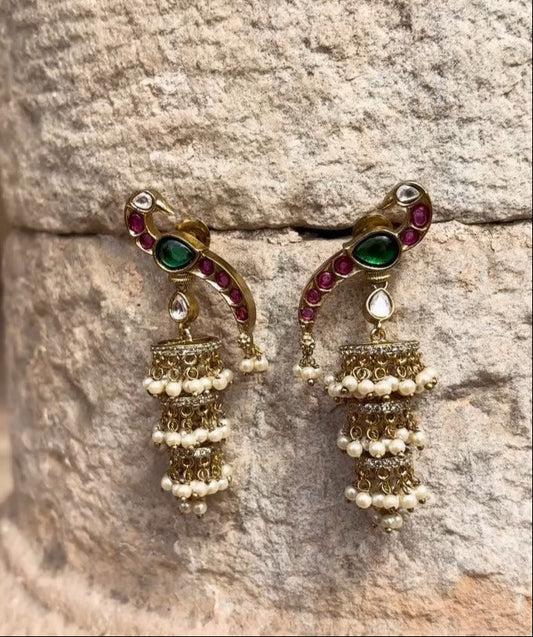 Mayuri Polki Bird Motif Earrings