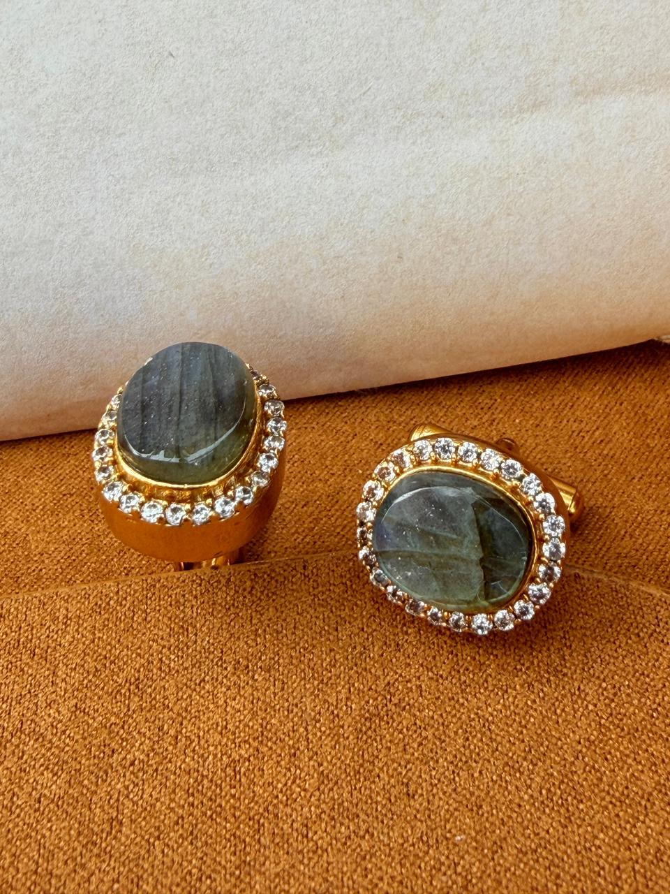 Apex Labradorite Flat Oval Cuff Links