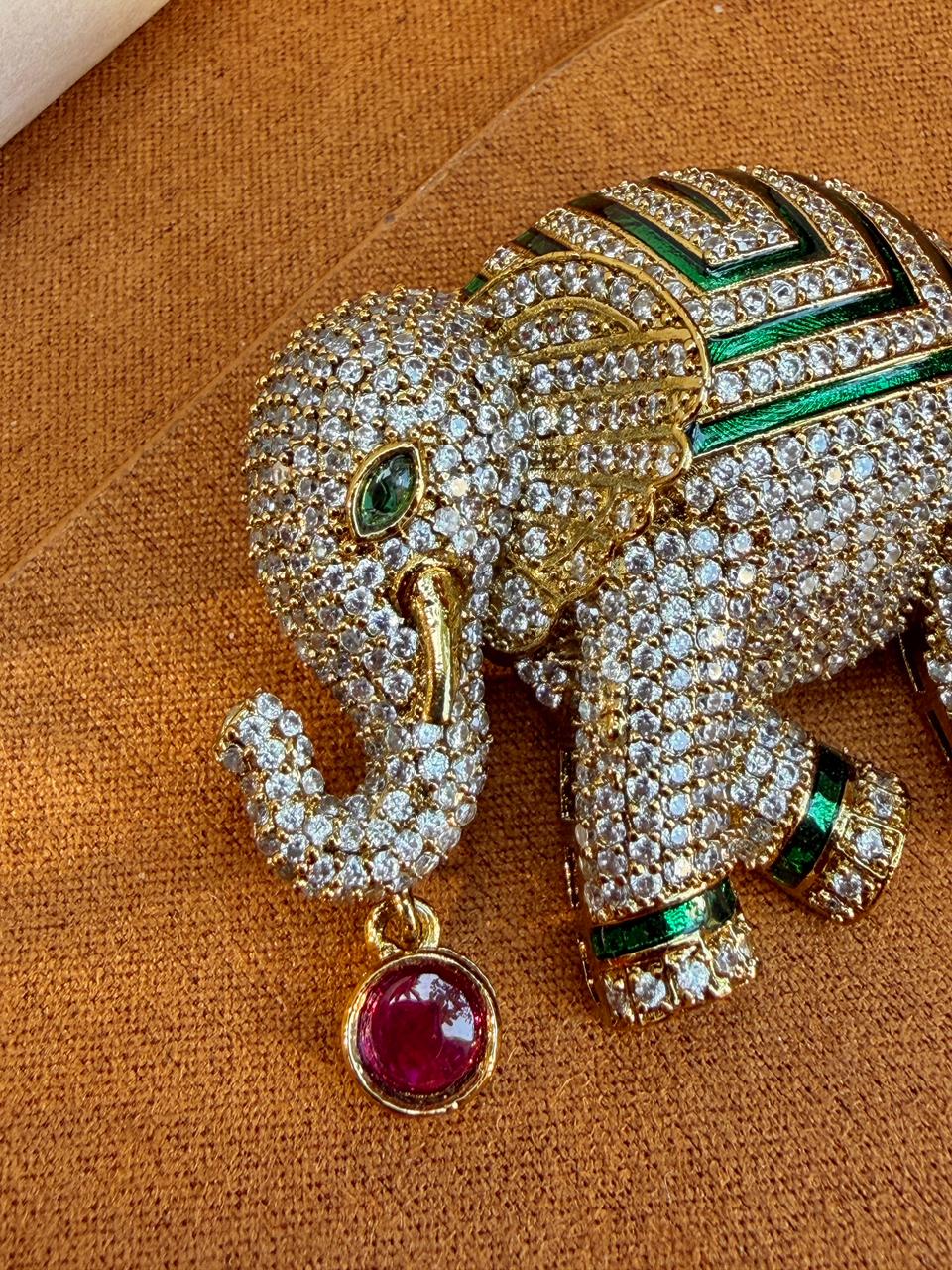 Jehangir Elephant Motif Zircon Brooch