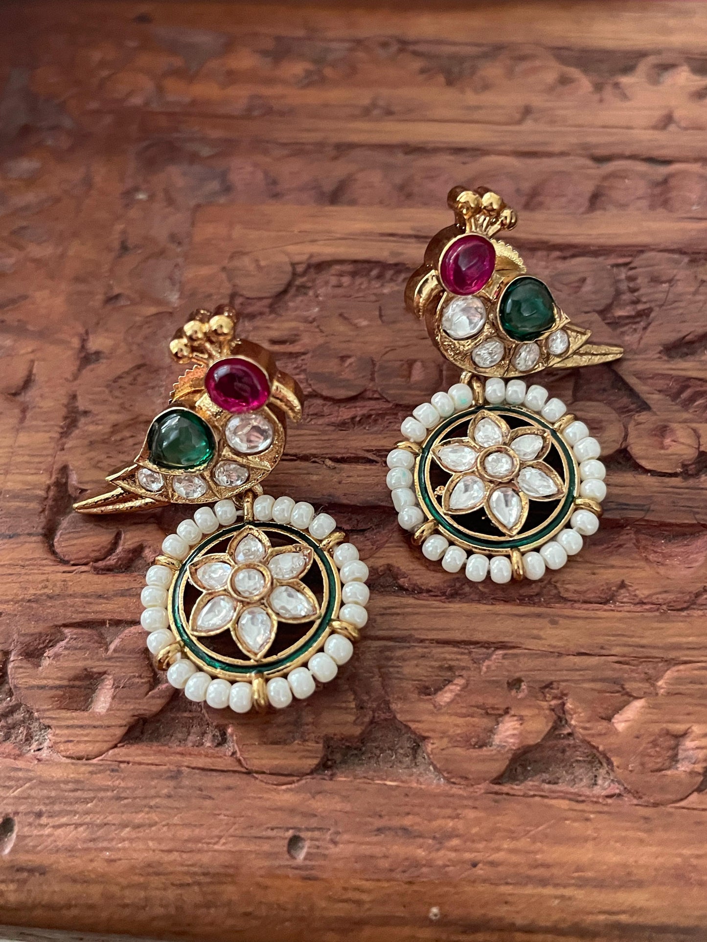 Manmayi Polki Bird Earrings