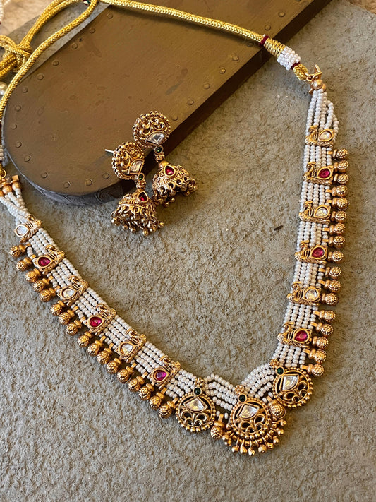Shringar Antique Pearl Necklace Set
