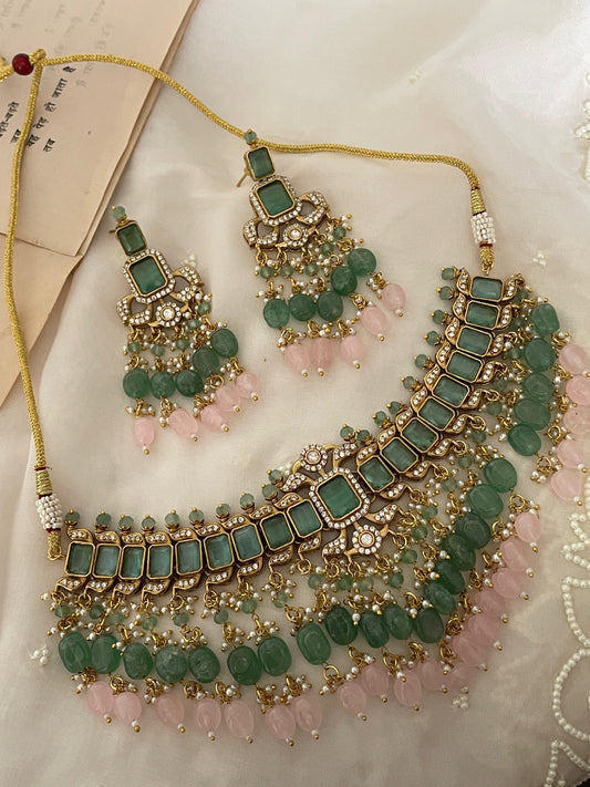 Pre Order – Vandana Pastel Polki Necklace Set