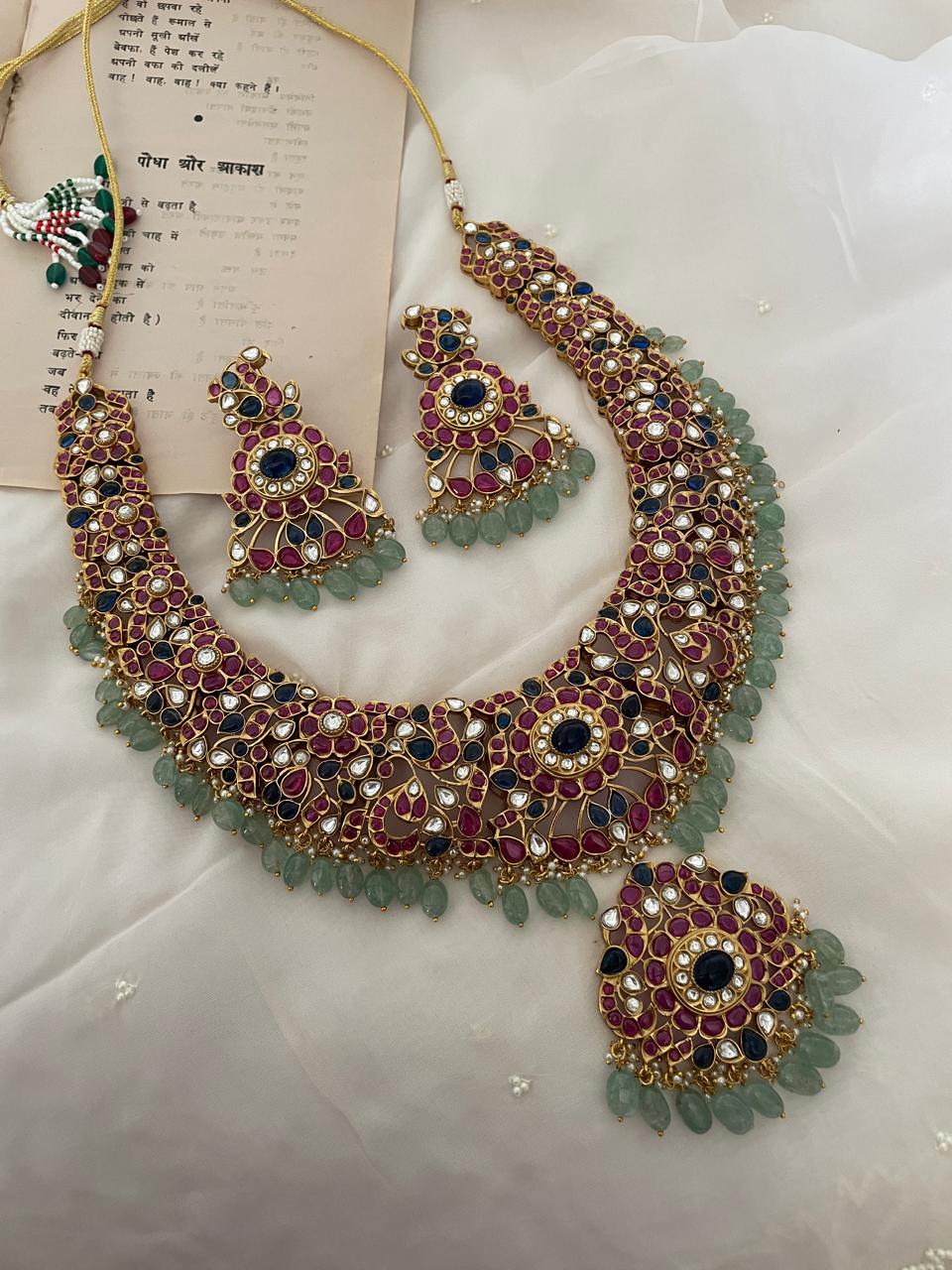 Pre Order – Jaya Blue Polki Necklace Set