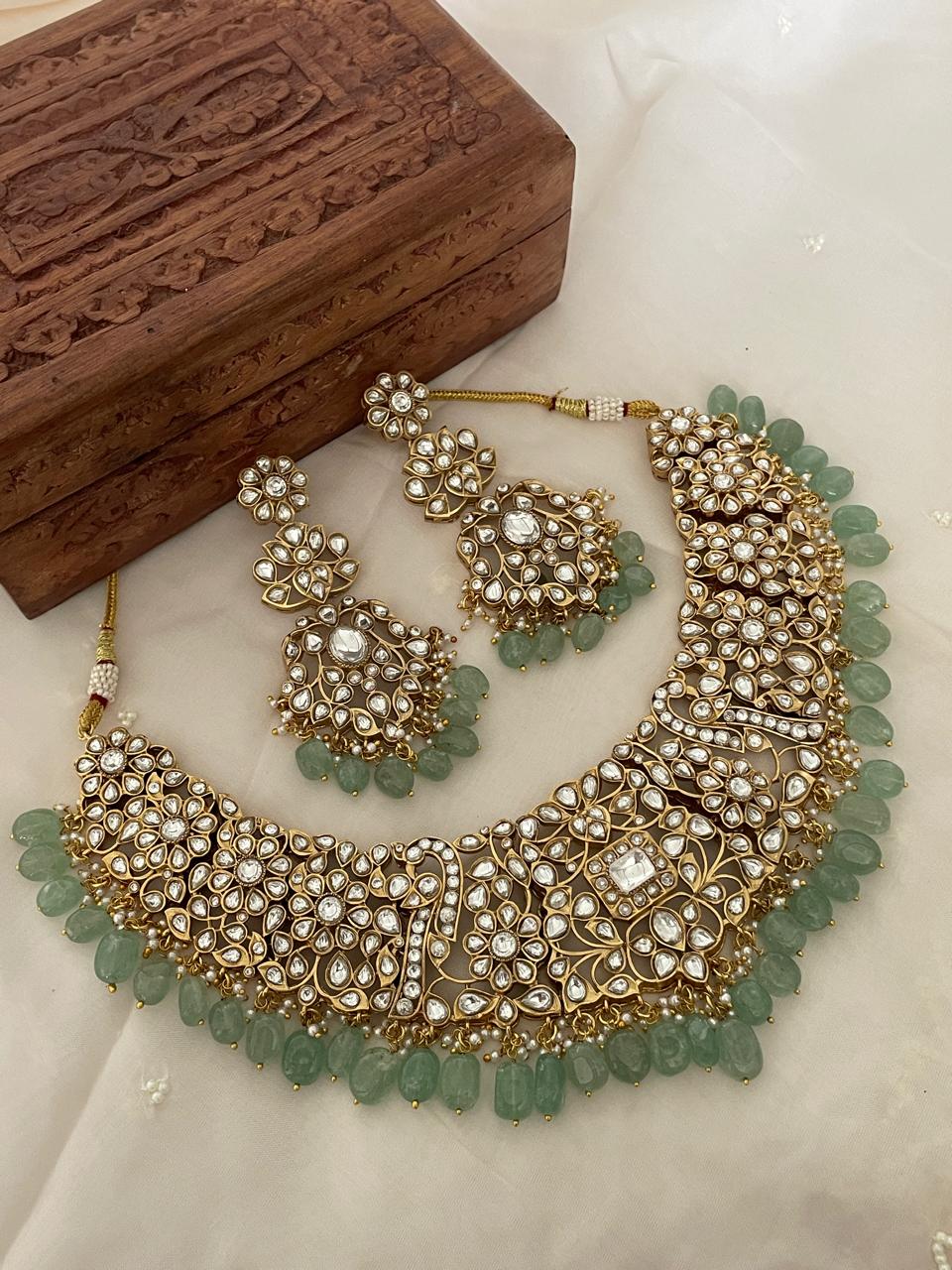 Pre Order – Sangeeta Polki Necklace Set White