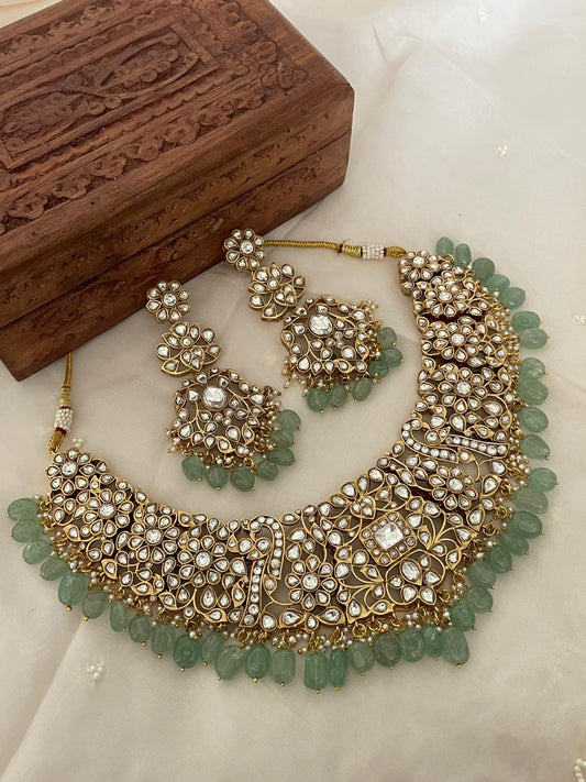 Pre Order – Sangeeta Polki Necklace Set White
