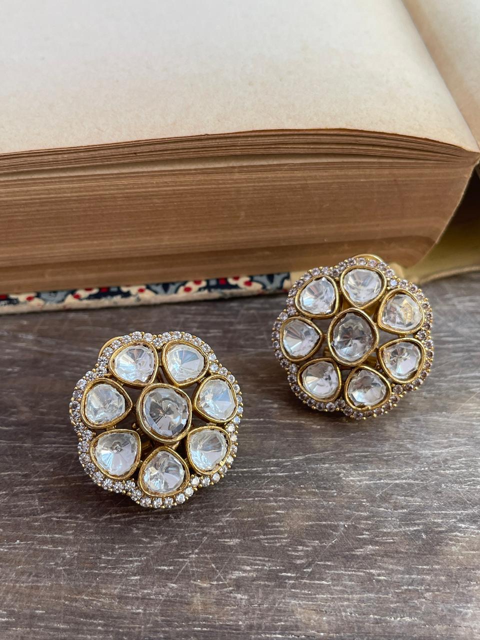Sifra Floral Polki Stud Earrings