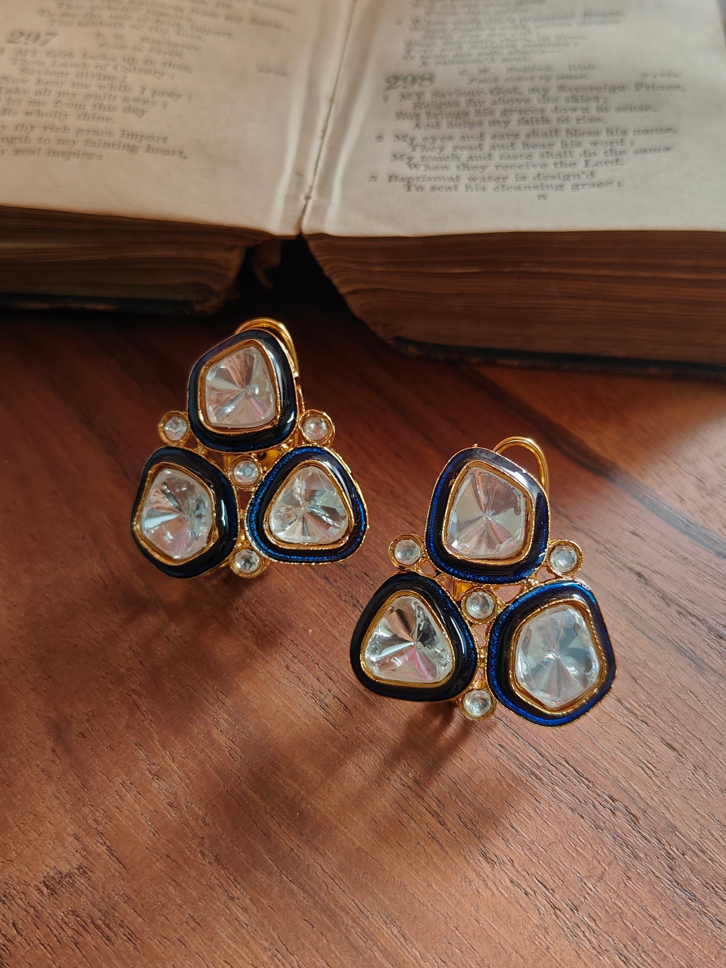 Bhavyata Polki Blue Enamel Studs
