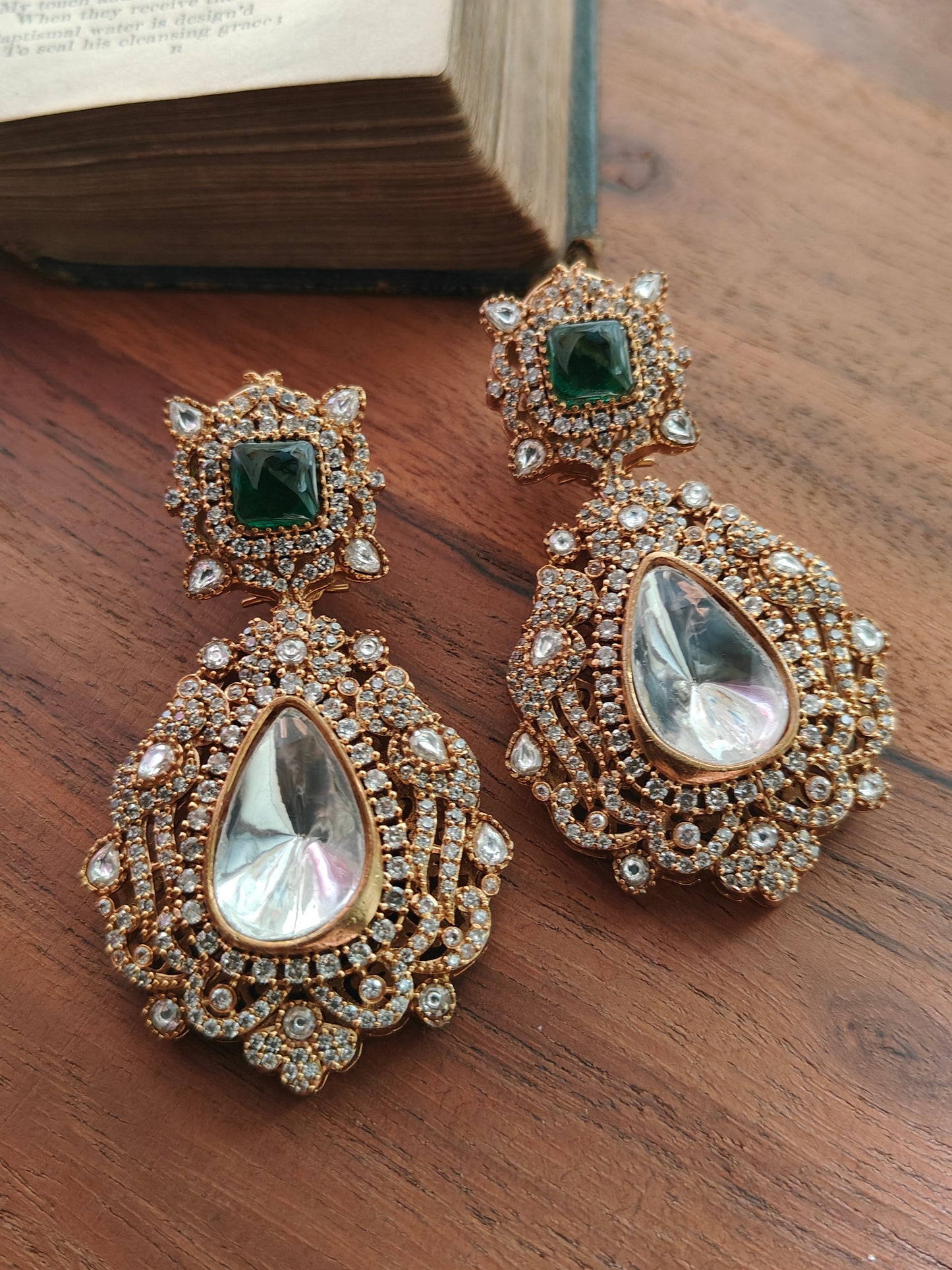 Priyam Emerald Polki Earrings