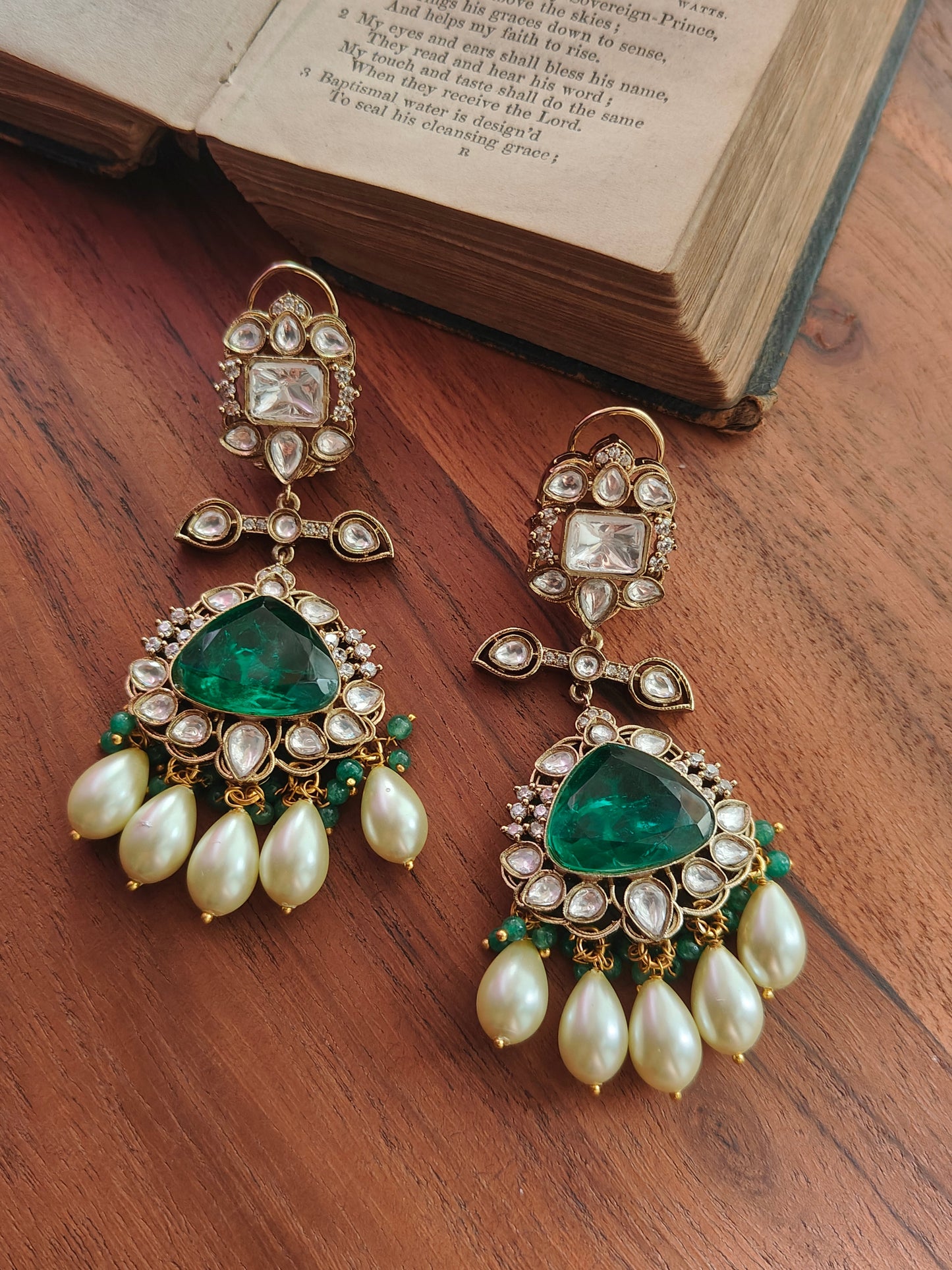 Layla Emerald Doublet Polki Earrings